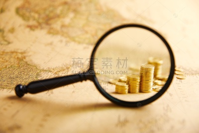 促销系列写实风放大镜金币