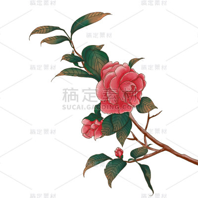水彩-复古花卉贴纸
