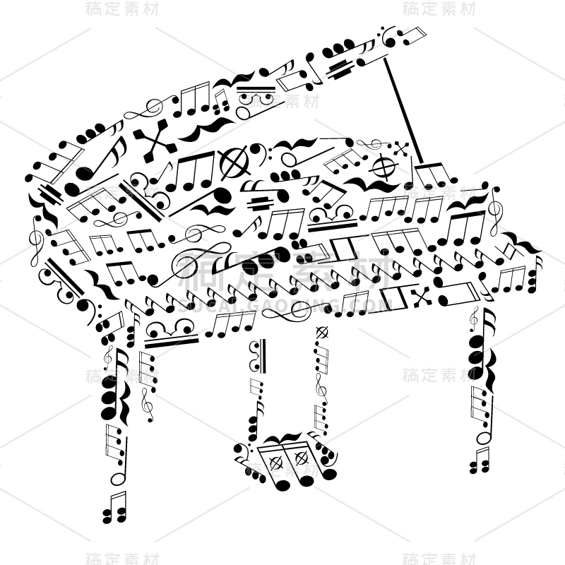 音符元素乐器贴纸-SVG-钢琴