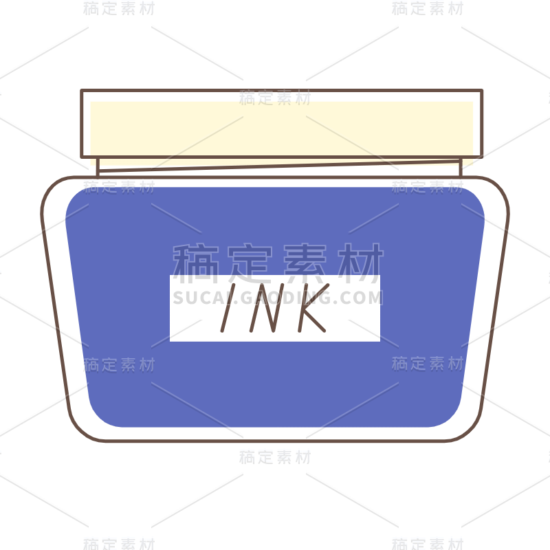手绘-矢量学习用品贴纸-墨水