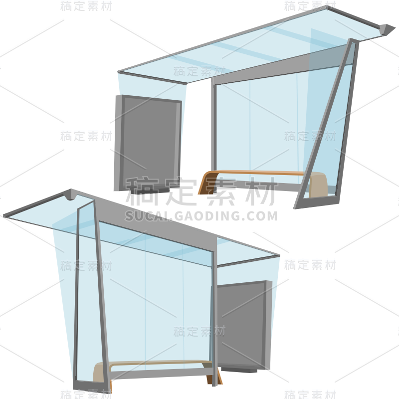 2.5D候车厅建筑元素常规贴纸4