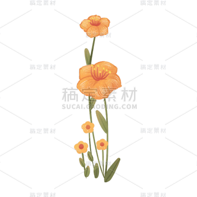 手绘风-植物花卉贴纸-花卉