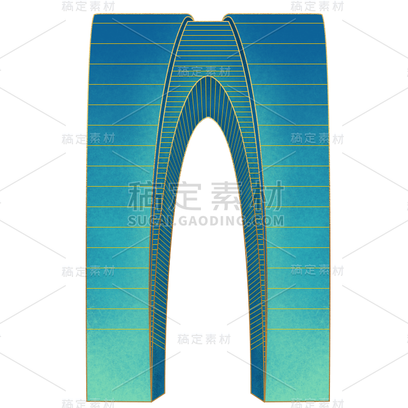 手绘-国潮金边旅游地标