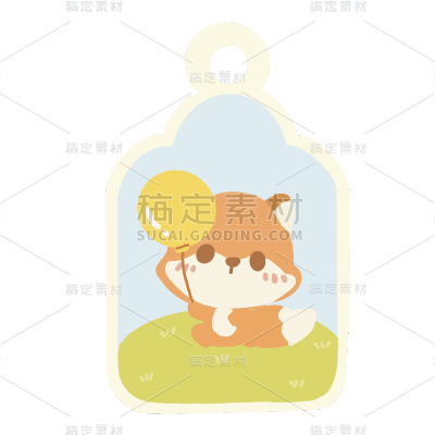 卡通书签动物元素贴纸-狐狸