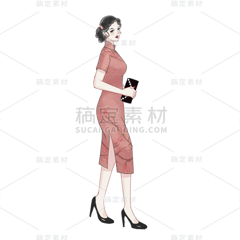 手绘-民国女性人物插画3