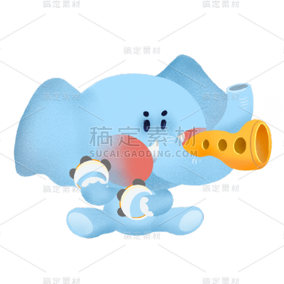 手绘风-动物贴纸-大象