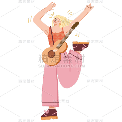 扁平风音乐节人物插画贴纸10