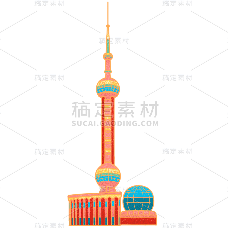 中国风-金边国潮建筑插画10