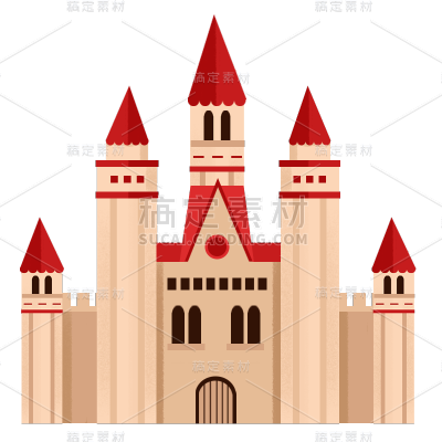 扁平-城堡建筑元素贴纸6