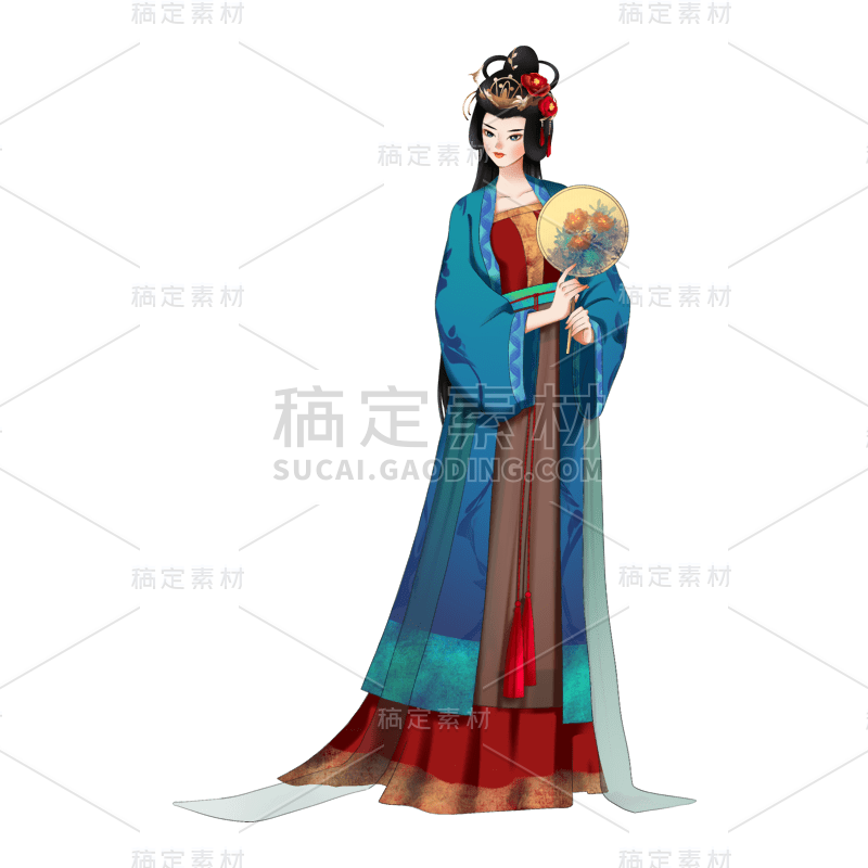 中国风-手绘人物插画-古风女性