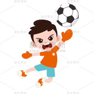 卡通风运动人物贴纸-SVG-足球