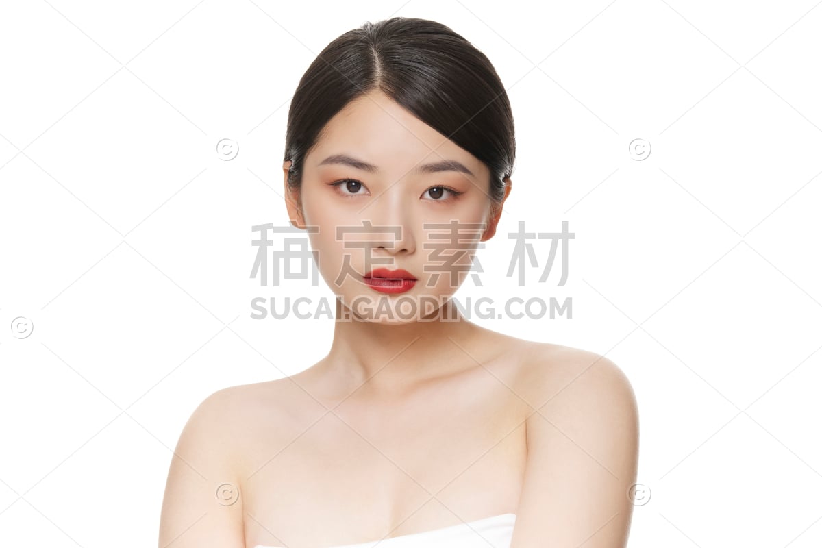 人物系列写实妆容精致的美妆模特正面照