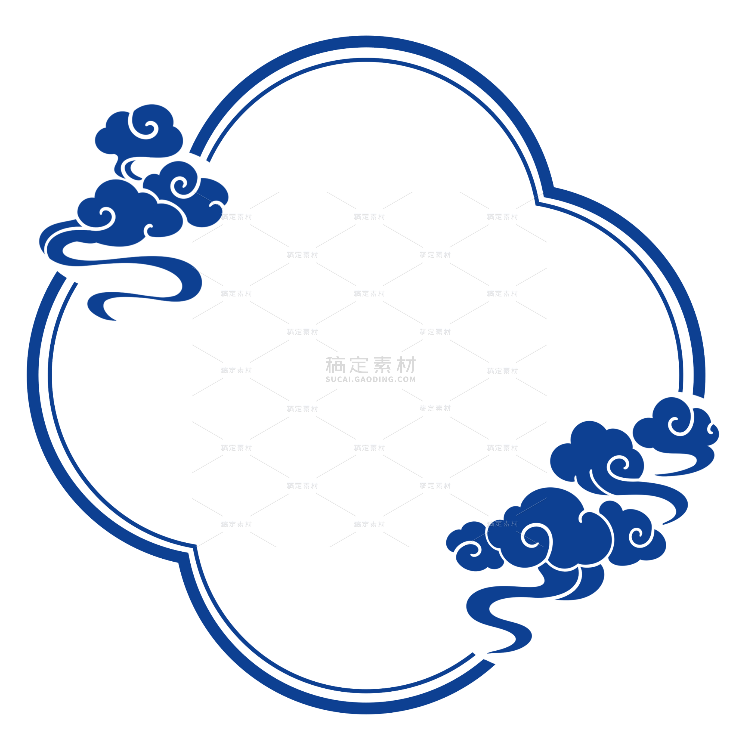 手绘线条祥云花形边框元素