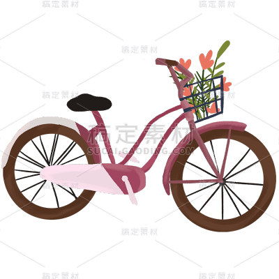 浪漫花朵自行车元素