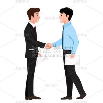 手绘几何商务握手人物元素