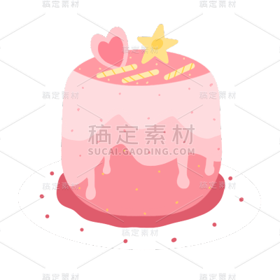 手绘-家庭生日派对元素-蛋糕