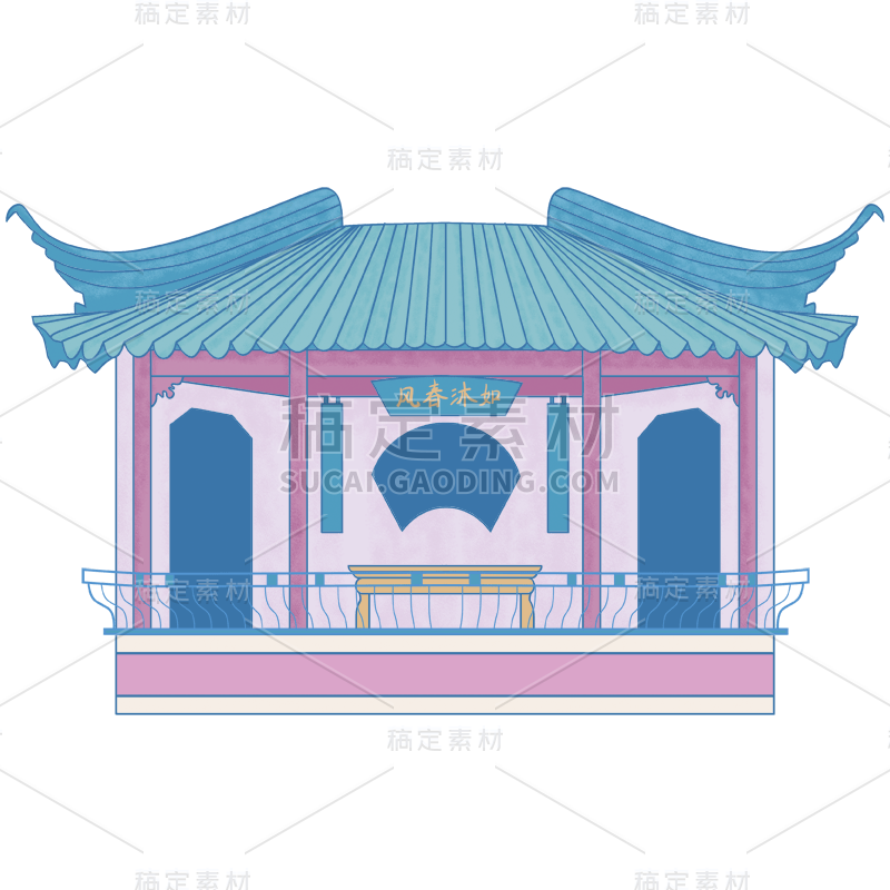 中国风-传统建筑元素插画6