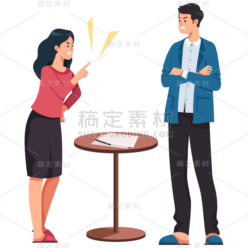 扁平-离婚吵架人物场景插画-SVG6