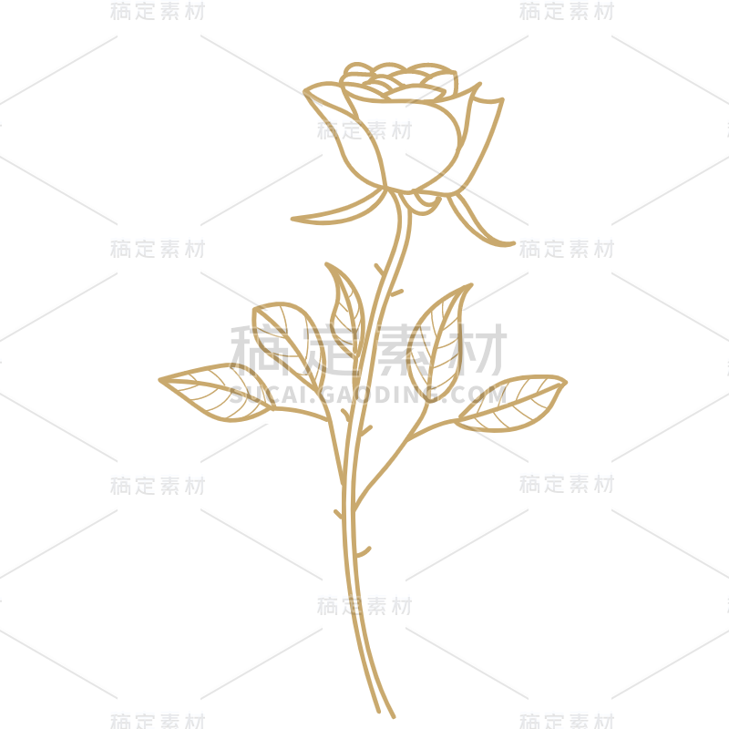 花卉线稿植物元素贴纸-SVG5