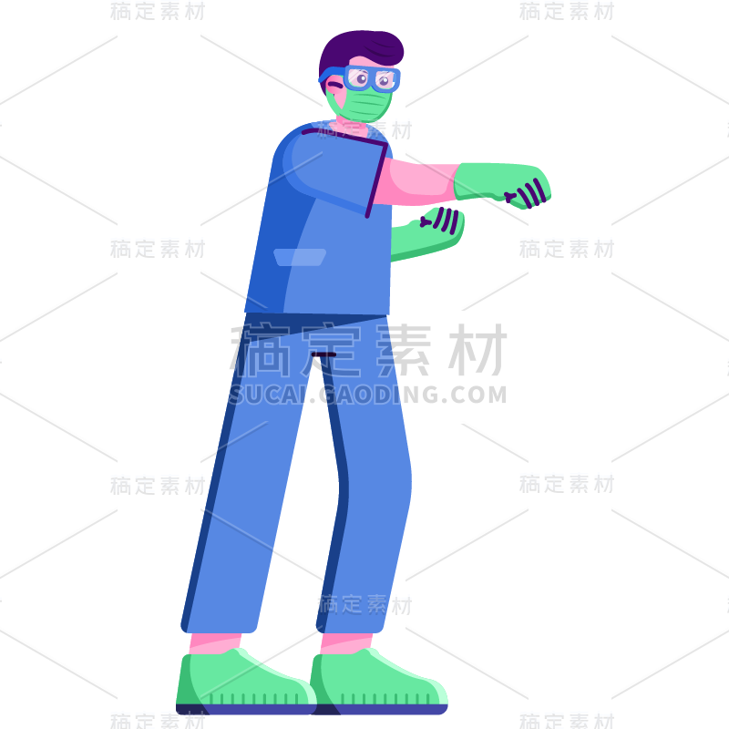 手绘风-病毒矢量素材贴纸医生-SVG