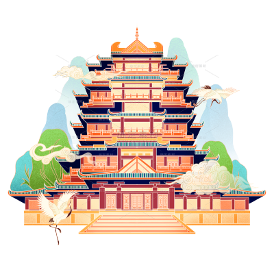 金边国潮风-城市建筑地标主题