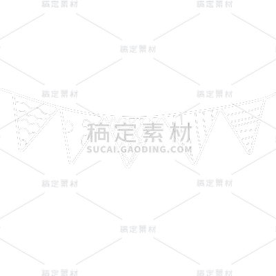 手绘-生日元素简笔画贴纸-彩旗