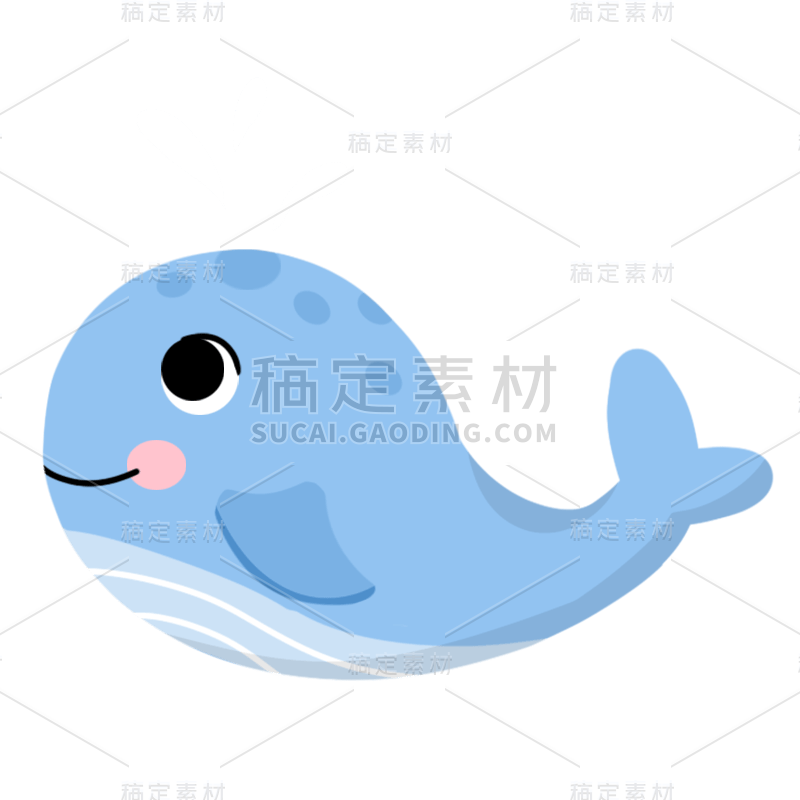 手绘-水族馆元素-鲸鱼