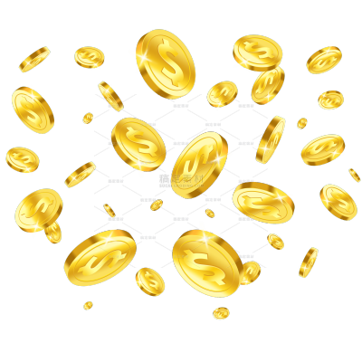 金色扁平散落漂浮卡通金币元素