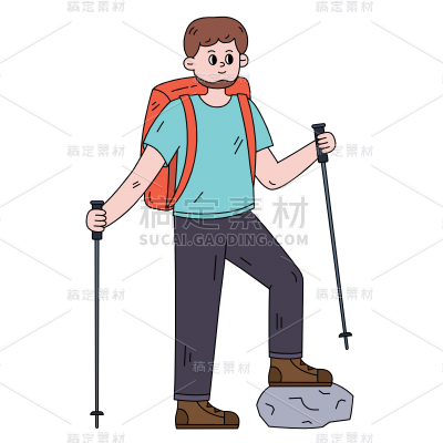 手绘-父亲节人物元素贴纸-攀岩