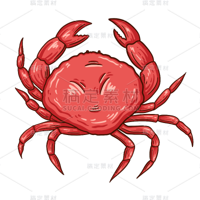 手绘-海鲜美食元素贴纸-螃蟹