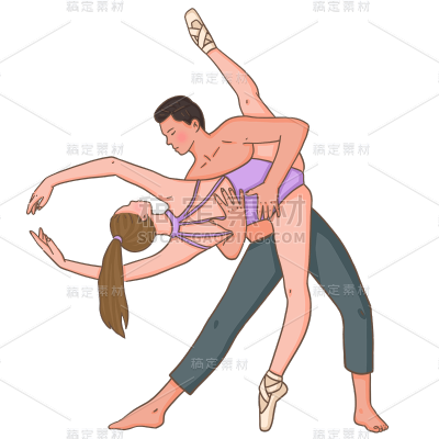 手绘-芭蕾舞者人物插画贴纸8