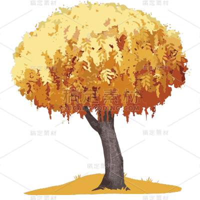 扁平秋天树木氛围贴纸