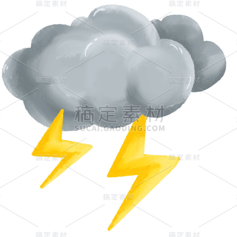 手绘-自然元素贴纸-打雷