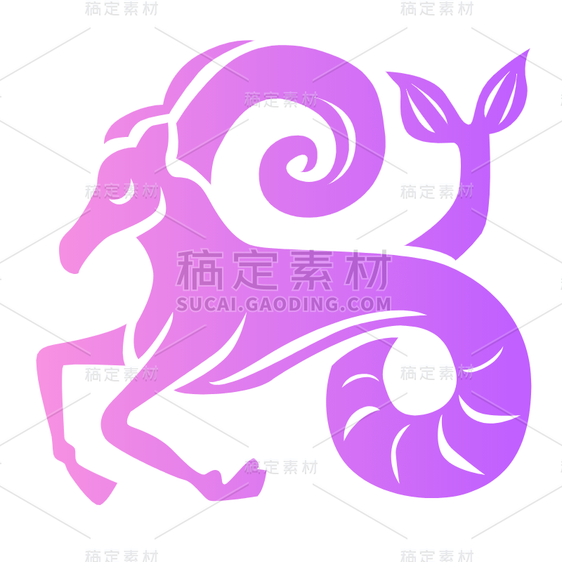 扁平-星座元素贴纸-SVG-摩羯座