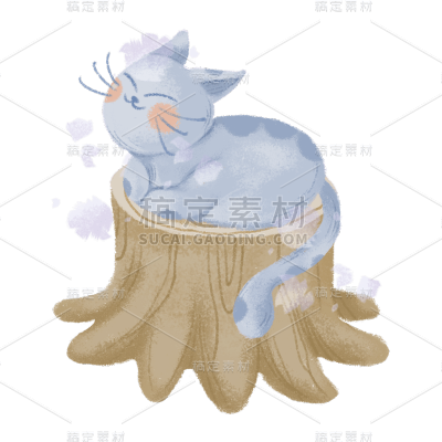 手绘可爱风动物插画贴纸-猫咪