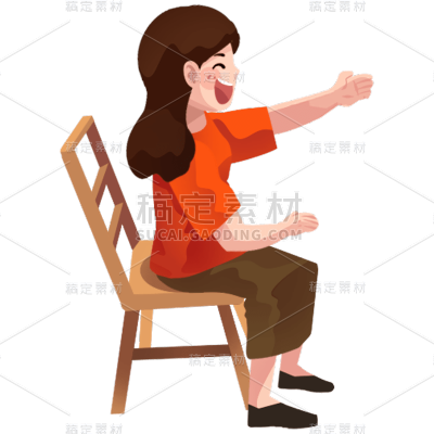 手绘笑脸女孩中秋节元素贴纸  