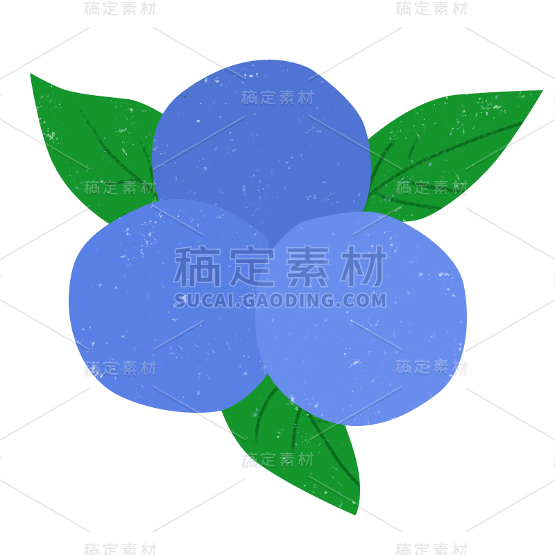 手绘-简约色块水果贴纸-蓝莓