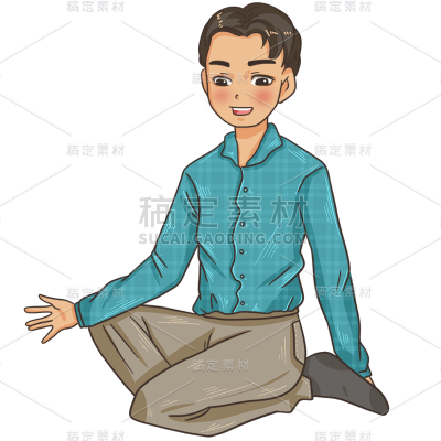 手绘-抓周元素贴纸-男人