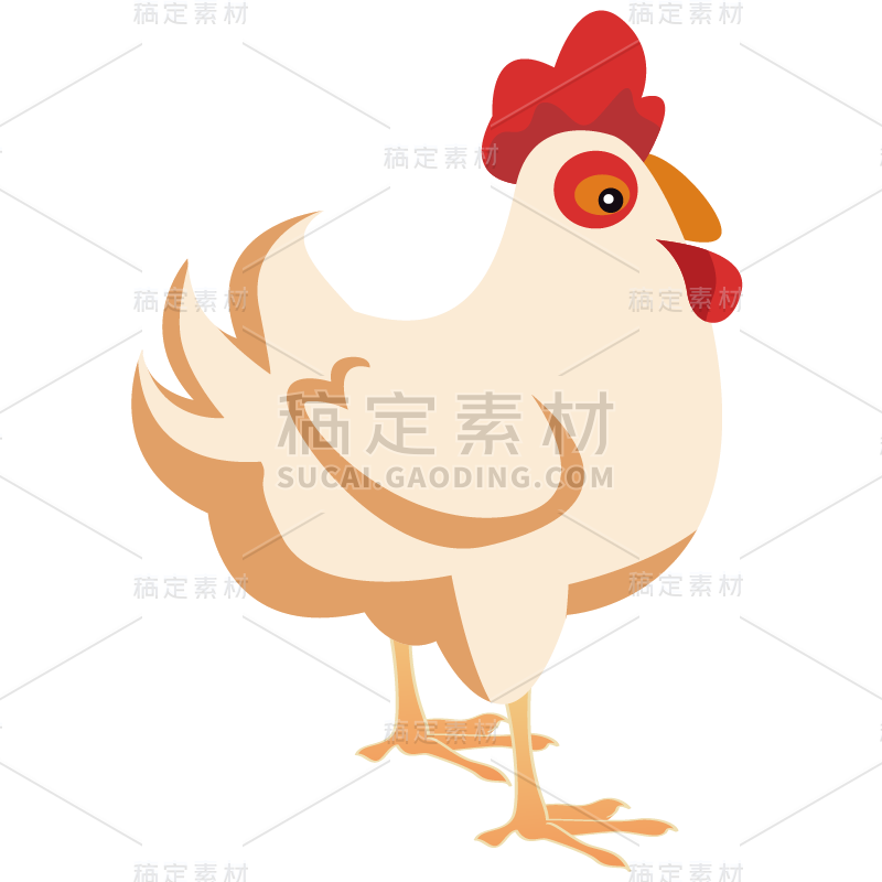 手绘风-农场人物插画贴纸公鸡-SVG