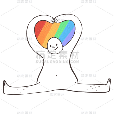 手绘-彩虹搞怪元素