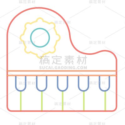 手绘-霓虹灯乐器贴纸SVG-手琴