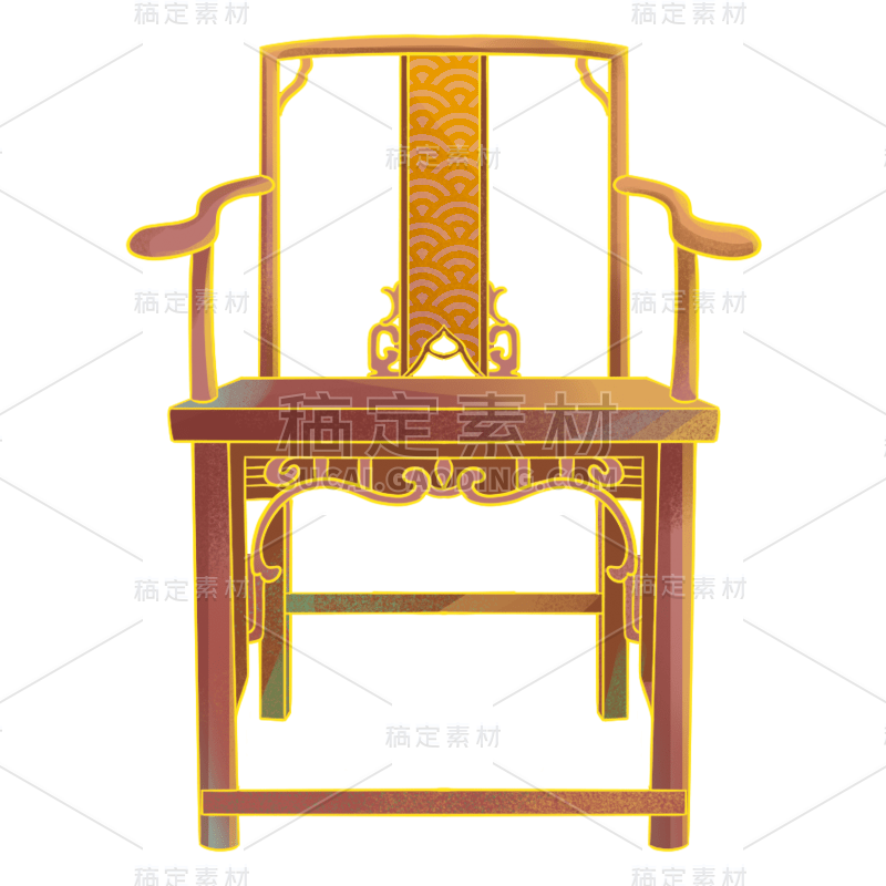 中国风元素贴纸-扶手椅