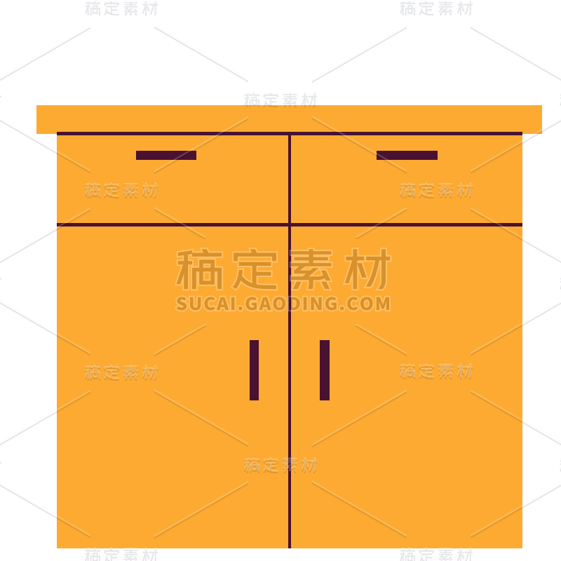 高质量插画-扁平肌理复古-柜子