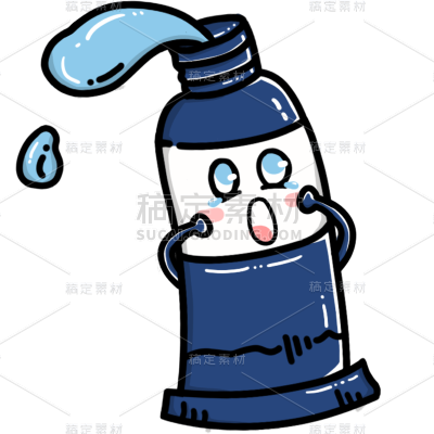 手绘-描边拟人学习用品贴纸-颜料