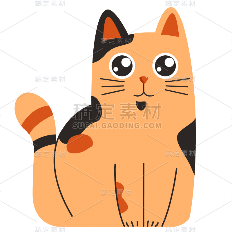 扁平-可爱动物元素贴纸-SVG-猫