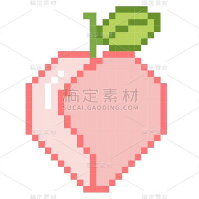 手绘-像素风贴纸套系SVG-桃子
