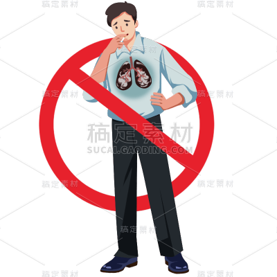 手绘-世界无烟日卡通人物贴纸6