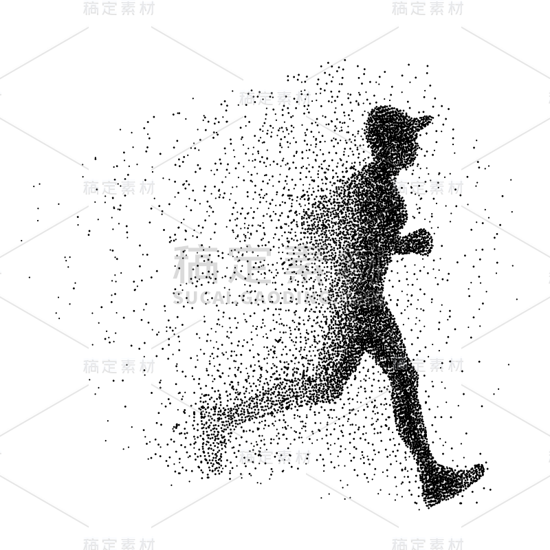 扁平-跑步运动人物剪影插画7