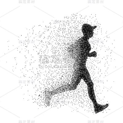 扁平-跑步运动人物剪影插画7