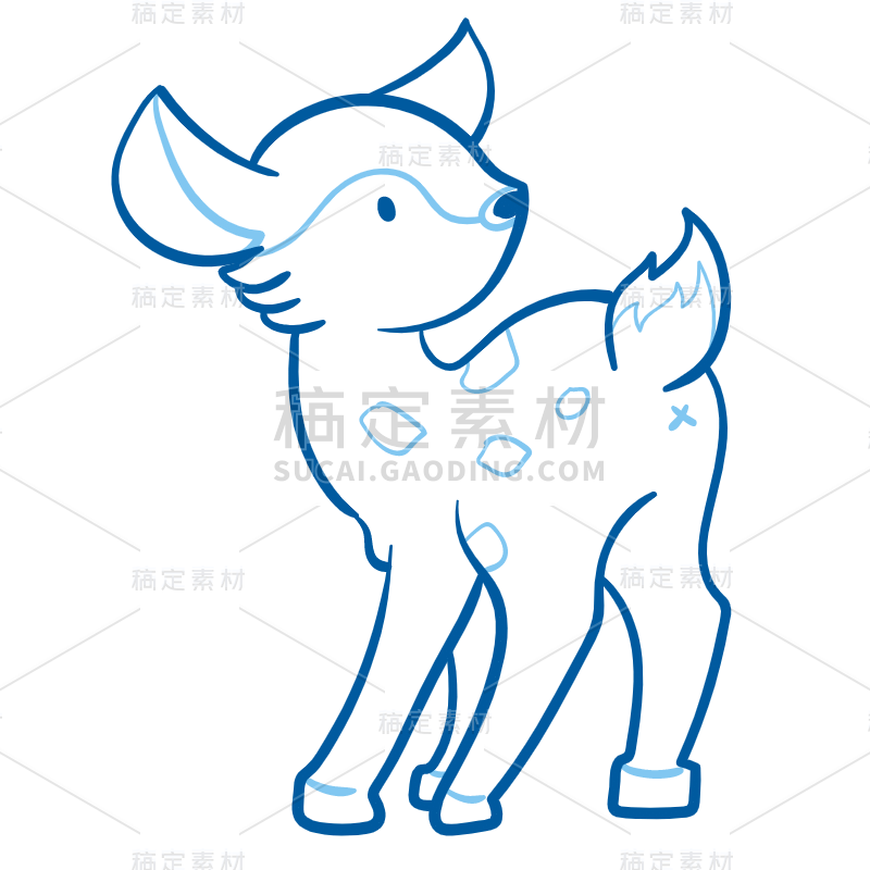 手绘-动物简笔画贴纸SVG-梅花鹿